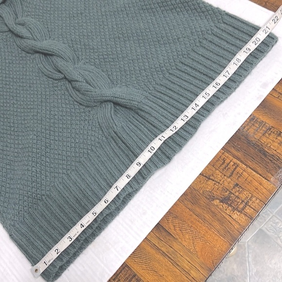 Talbots chunky sweater wool alpaca blend green turtleneck cowl neck cable knit L - Picture 9 of 11